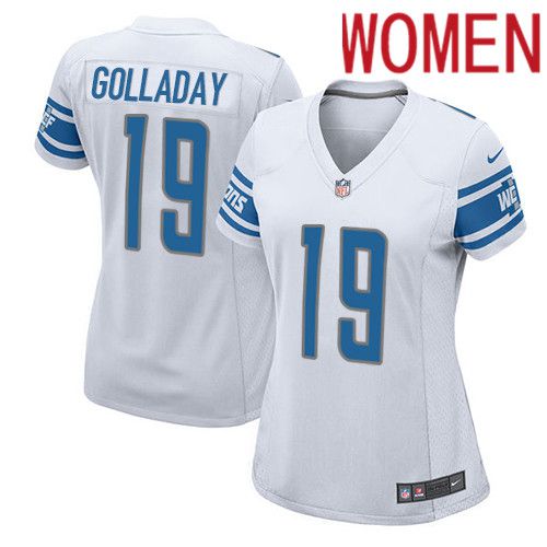 Women Detroit Lions #19 Kenny Golladay Nike White Game Player NFL Jersey->women nfl jersey->Women Jersey